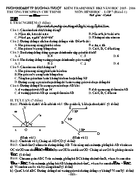 Kiểm tra định kỳ HK I năm học 2015  2016 môn Hình học  lớp 7 (bài số 1)